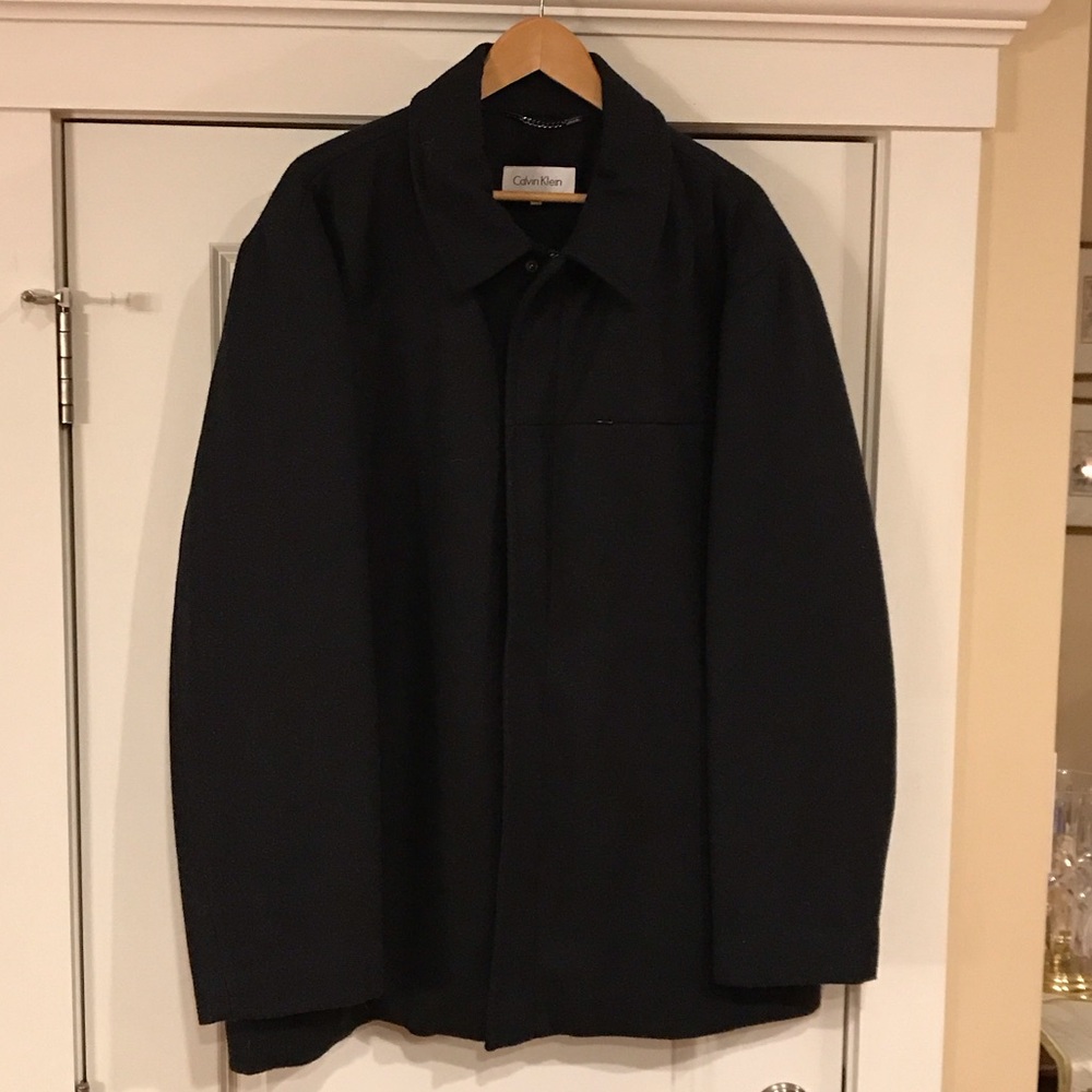 ⛄️ Calvin Klein Men’s heather black wool full cut Sz XL jacket. Like new! ⛄️